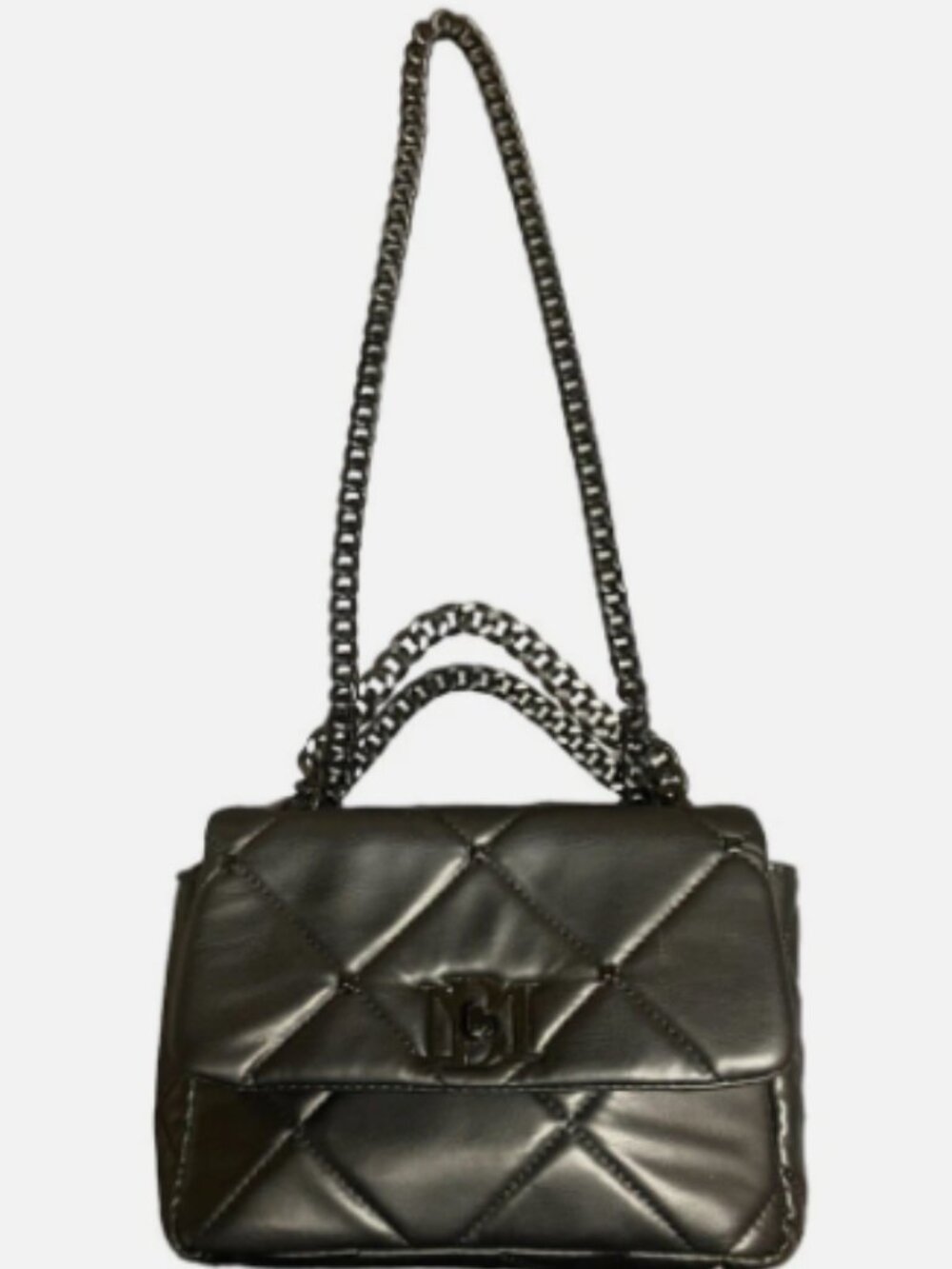 BADGLEY MISCHKA BLACK QUILTED VEGAN LEATHER SHOULDER BAG OR CROSSBODY ADJ CHAIN